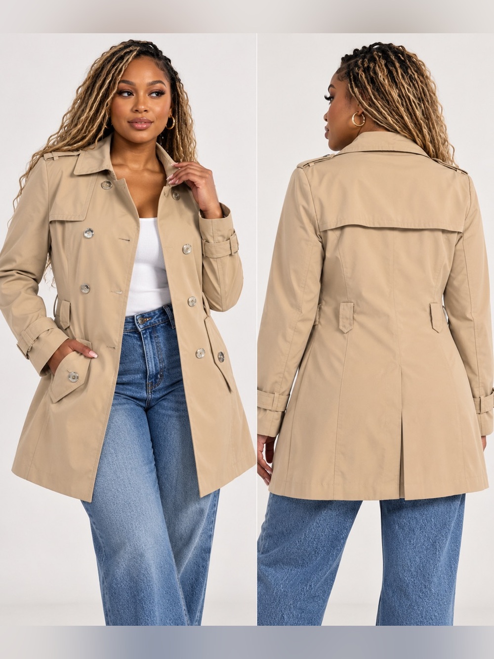 Classic Beige Trench Coat - Timeless Women's Outerwear
